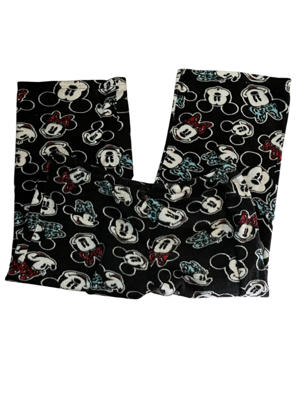 Disney Micky Mouse Minnie Cropped Pajama Pants Fleece Lounge Sleepwear Black M - Picture 4 of 4